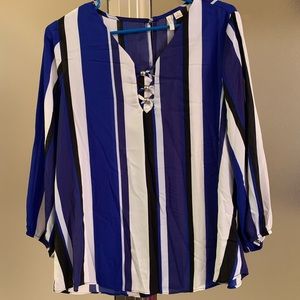 Sheer blouse with crisscross detailed front